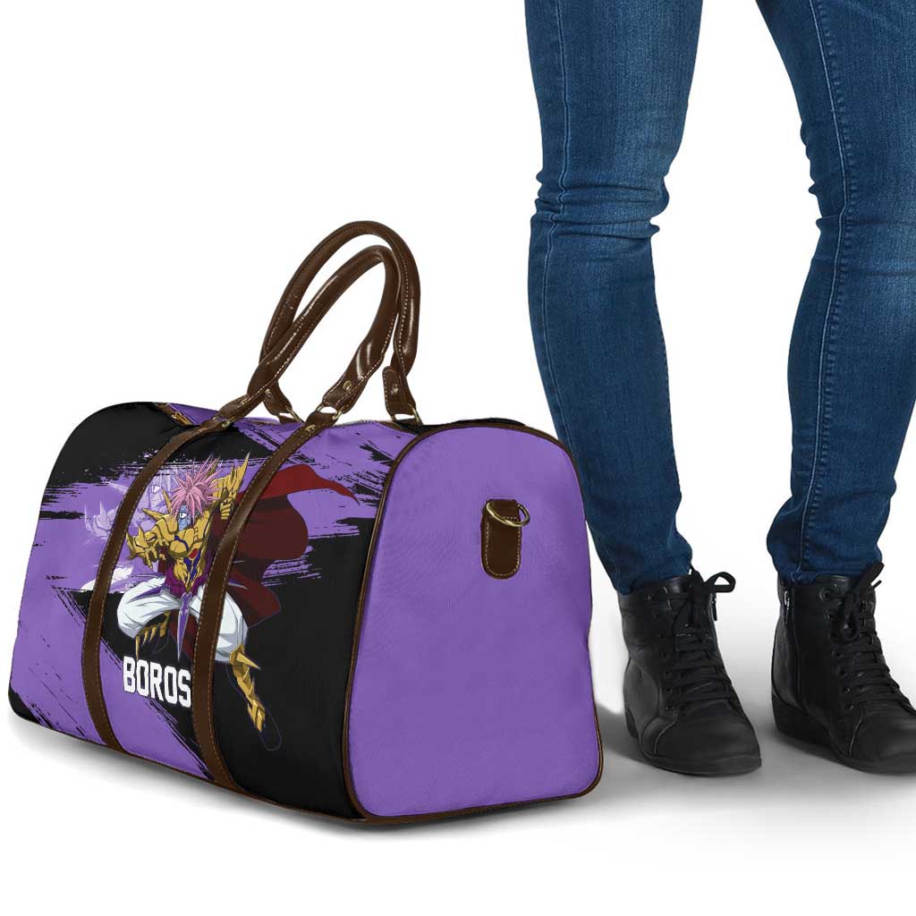 Boros One Punch Man Anime Purple and Black Theme Travel Bag with Galactic Overlord Design and Intense Battle Stance - The Mazicc