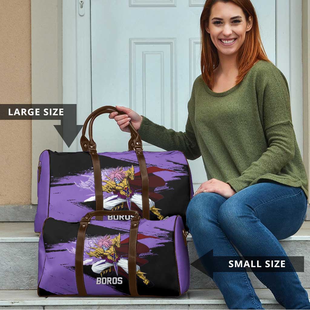 Boros One Punch Man Anime Purple and Black Theme Travel Bag with Galactic Overlord Design and Intense Battle Stance - The Mazicc