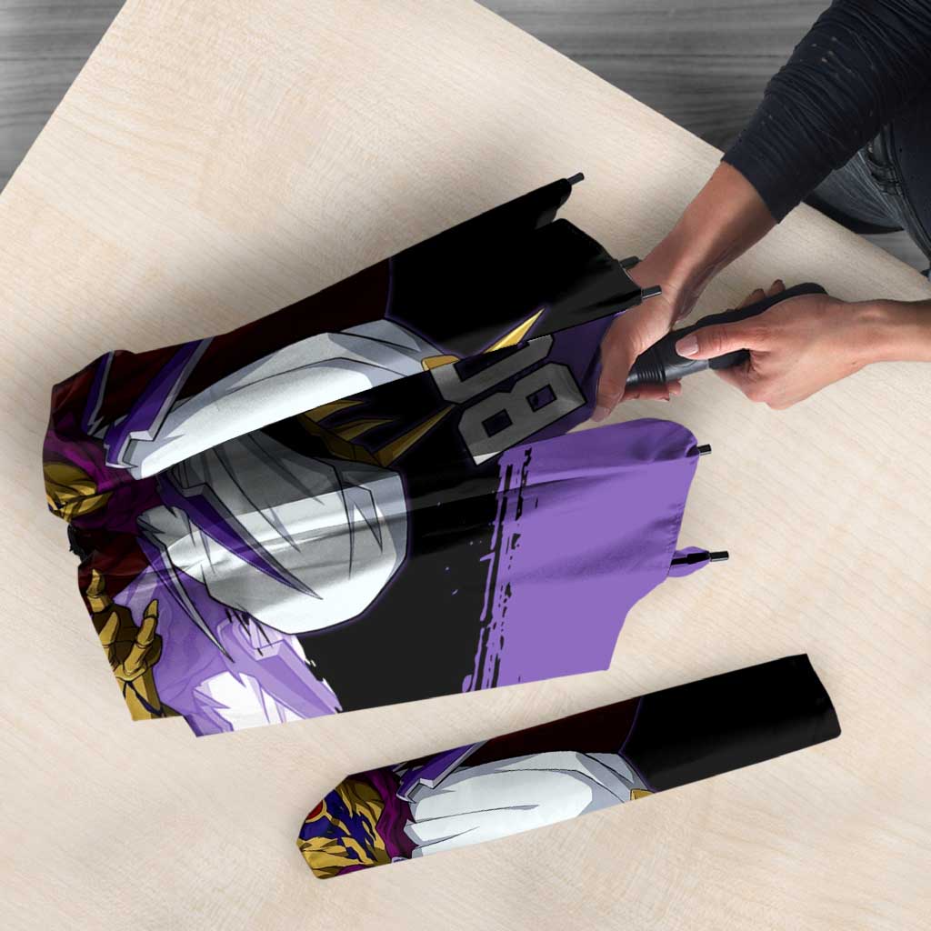 Boros One Punch Man Anime Purple and Black Theme Umbrella with Galactic Overlord Design and Intense Battle Stance - The Mazicc