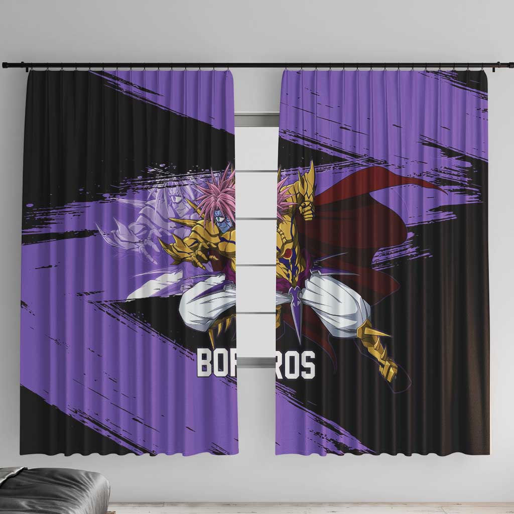 Boros One Punch Man Anime Purple and Black Theme Window Curtain with Galactic Overlord Design and Intense Battle Stance - The Mazicc