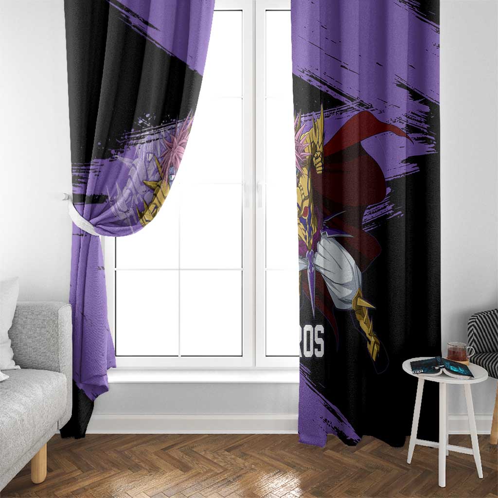 Boros One Punch Man Anime Purple and Black Theme Window Curtain with Galactic Overlord Design and Intense Battle Stance - The Mazicc