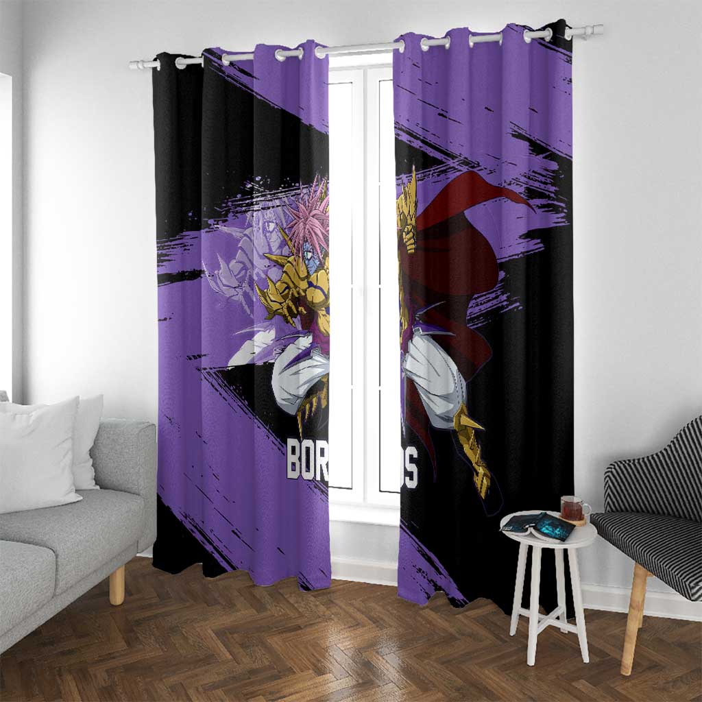 Boros One Punch Man Anime Purple and Black Theme Window Curtain with Galactic Overlord Design and Intense Battle Stance - The Mazicc