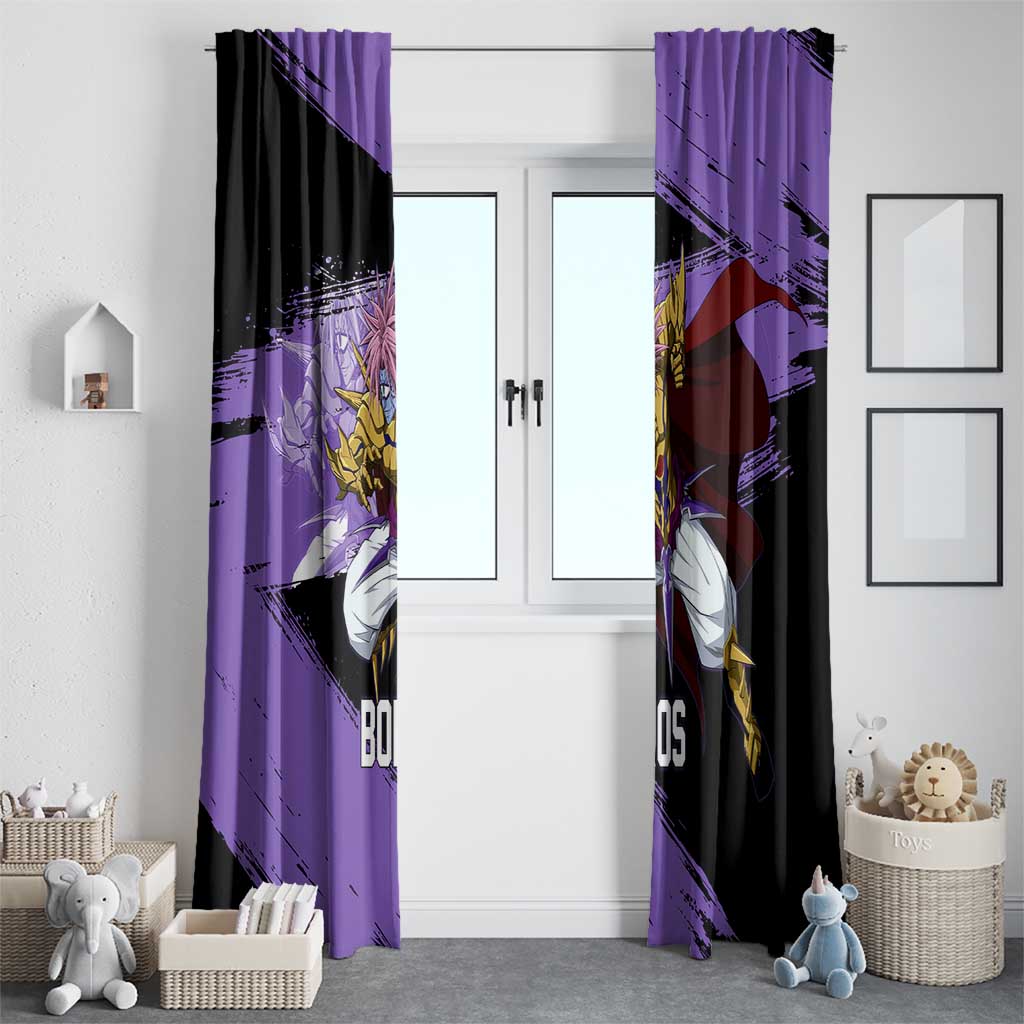 Boros One Punch Man Anime Purple and Black Theme Window Curtain with Galactic Overlord Design and Intense Battle Stance - The Mazicc