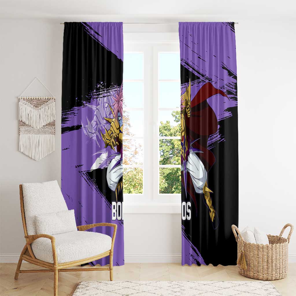 Boros One Punch Man Anime Purple and Black Theme Window Curtain with Galactic Overlord Design and Intense Battle Stance - The Mazicc