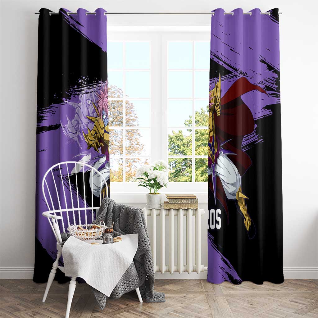 Boros One Punch Man Anime Purple and Black Theme Window Curtain with Galactic Overlord Design and Intense Battle Stance - The Mazicc