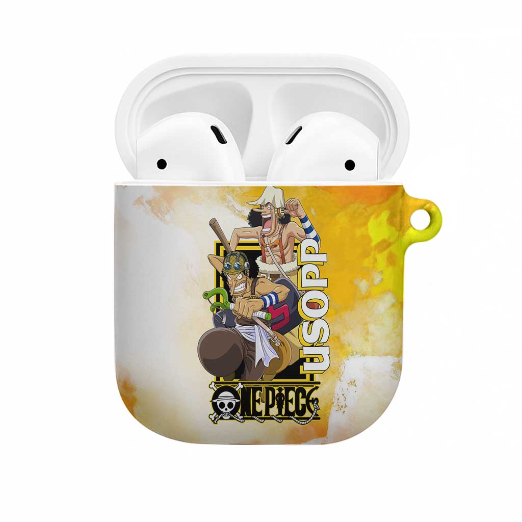 Usopp One Piece Yellow and White Theme AirPods Case with Sniper Pose and Sogeking Mask Design - The Mazicc