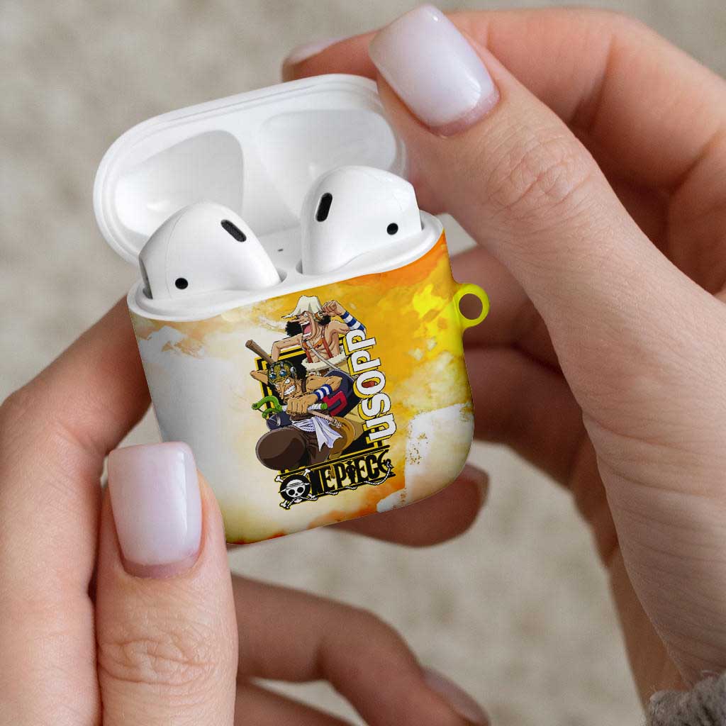 Usopp One Piece Yellow and White Theme AirPods Case with Sniper Pose and Sogeking Mask Design - The Mazicc