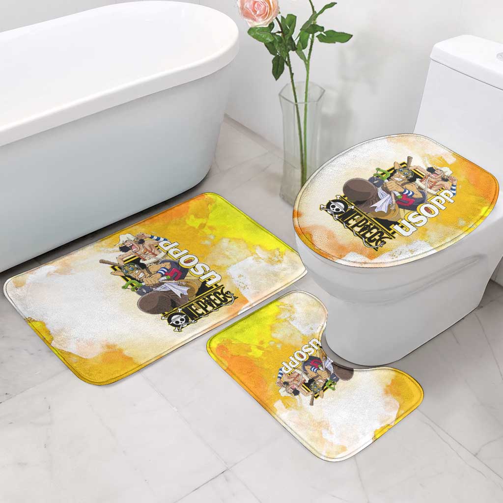 Usopp One Piece Yellow and White Theme Bathroom Set with Sniper Pose and Sogeking Mask Design - The Mazicc