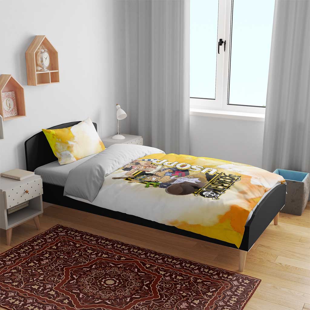 Usopp One Piece Yellow and White Theme Bedding Set with Sniper Pose and Sogeking Mask Design - The Mazicc