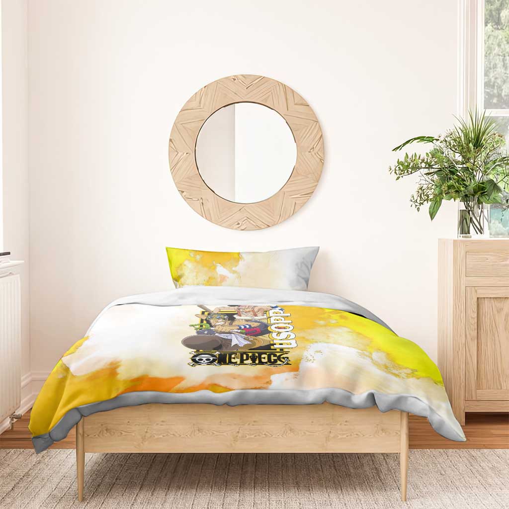 Usopp One Piece Yellow and White Theme Bedding Set with Sniper Pose and Sogeking Mask Design - The Mazicc