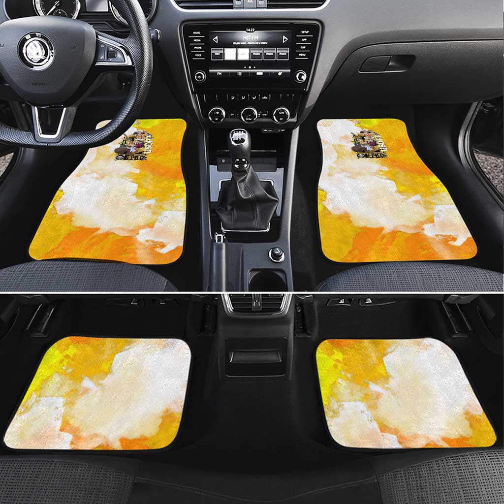 Usopp One Piece Yellow and White Theme Car Mats with Sniper Pose and Sogeking Mask Design - The Mazicc