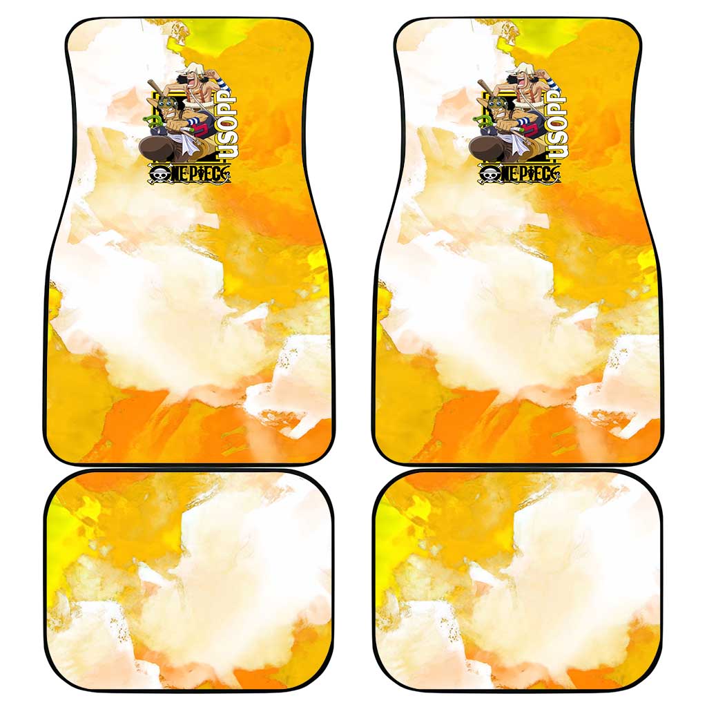 Usopp One Piece Yellow and White Theme Car Mats with Sniper Pose and Sogeking Mask Design - The Mazicc