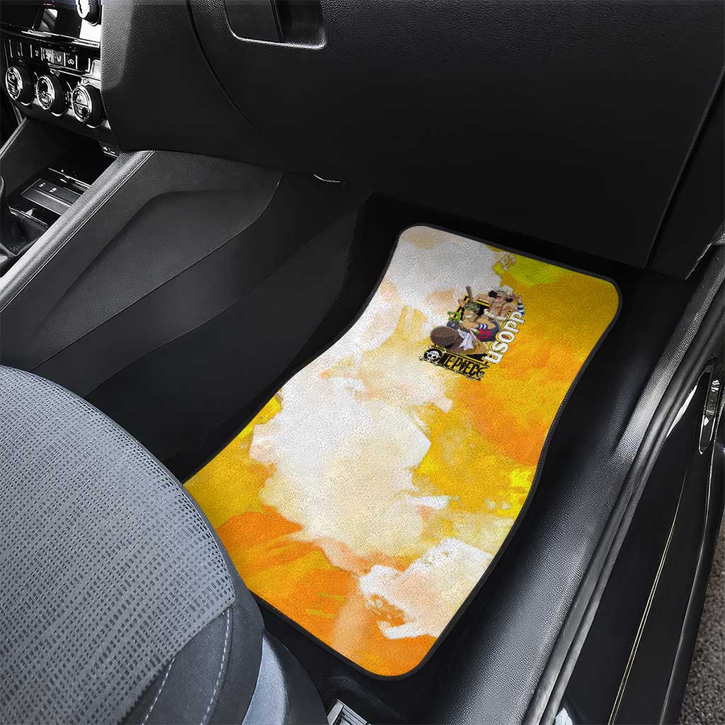 Usopp One Piece Yellow and White Theme Car Mats with Sniper Pose and Sogeking Mask Design - The Mazicc