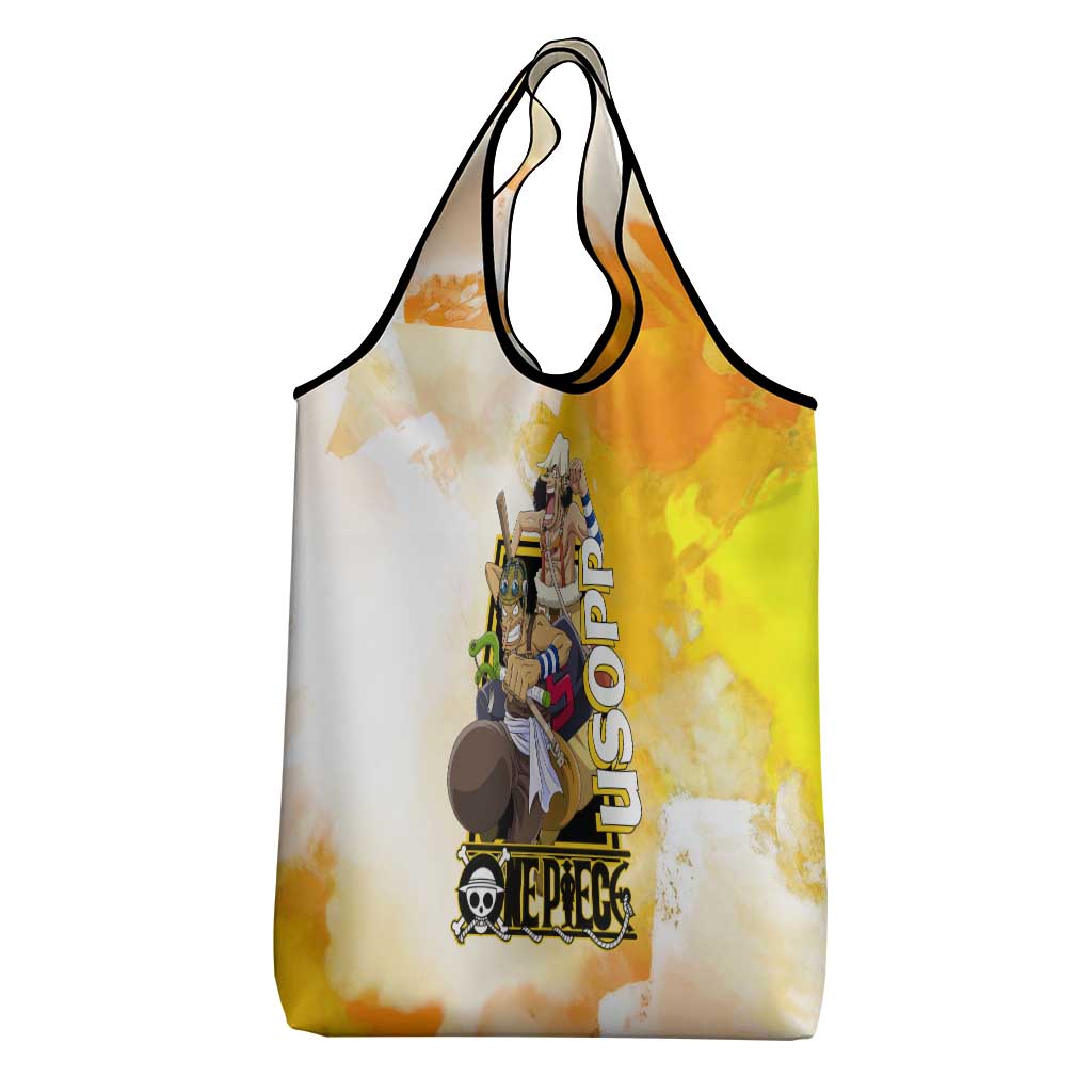 Usopp One Piece Yellow and White Theme Grocery Bag with Sniper Pose and Sogeking Mask Design - The Mazicc