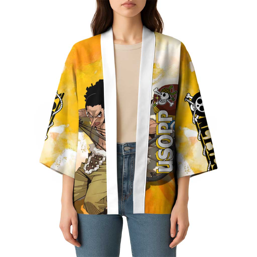 Usopp One Piece Yellow and White Theme Kimono with Sniper Pose and Sogeking Mask Design - The Mazicc