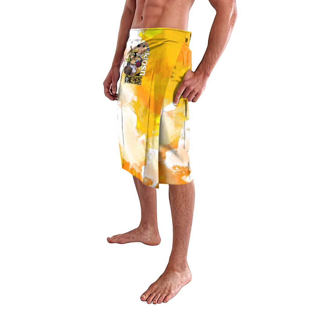 Usopp One Piece Yellow and White Theme Lavalava with Sniper Pose and Sogeking Mask Design - The Mazicc