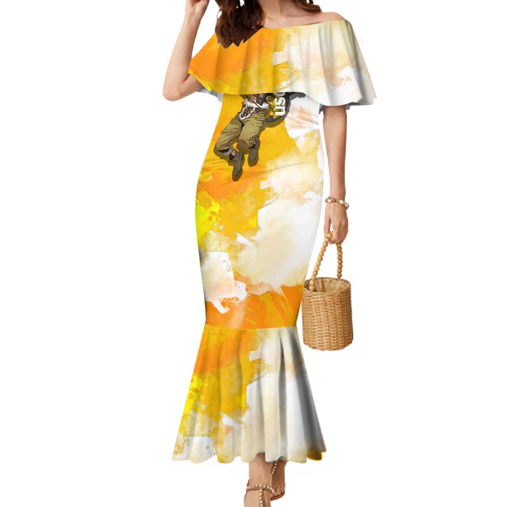 Usopp One Piece Yellow and White Theme Mermaid Dress with Sniper Pose and Sogeking Mask Design - The Mazicc