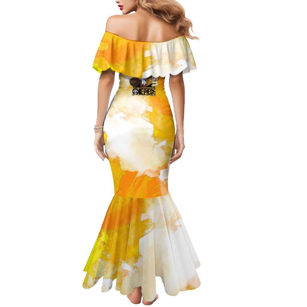 Usopp One Piece Yellow and White Theme Mermaid Dress with Sniper Pose and Sogeking Mask Design - The Mazicc