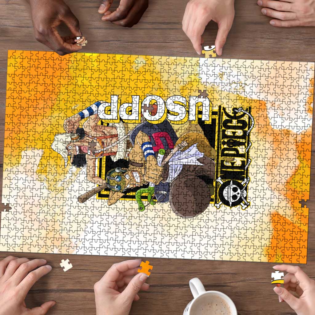 Usopp One Piece Yellow and White Theme Puzzle with Sniper Pose and Sogeking Mask Design - The Mazicc
