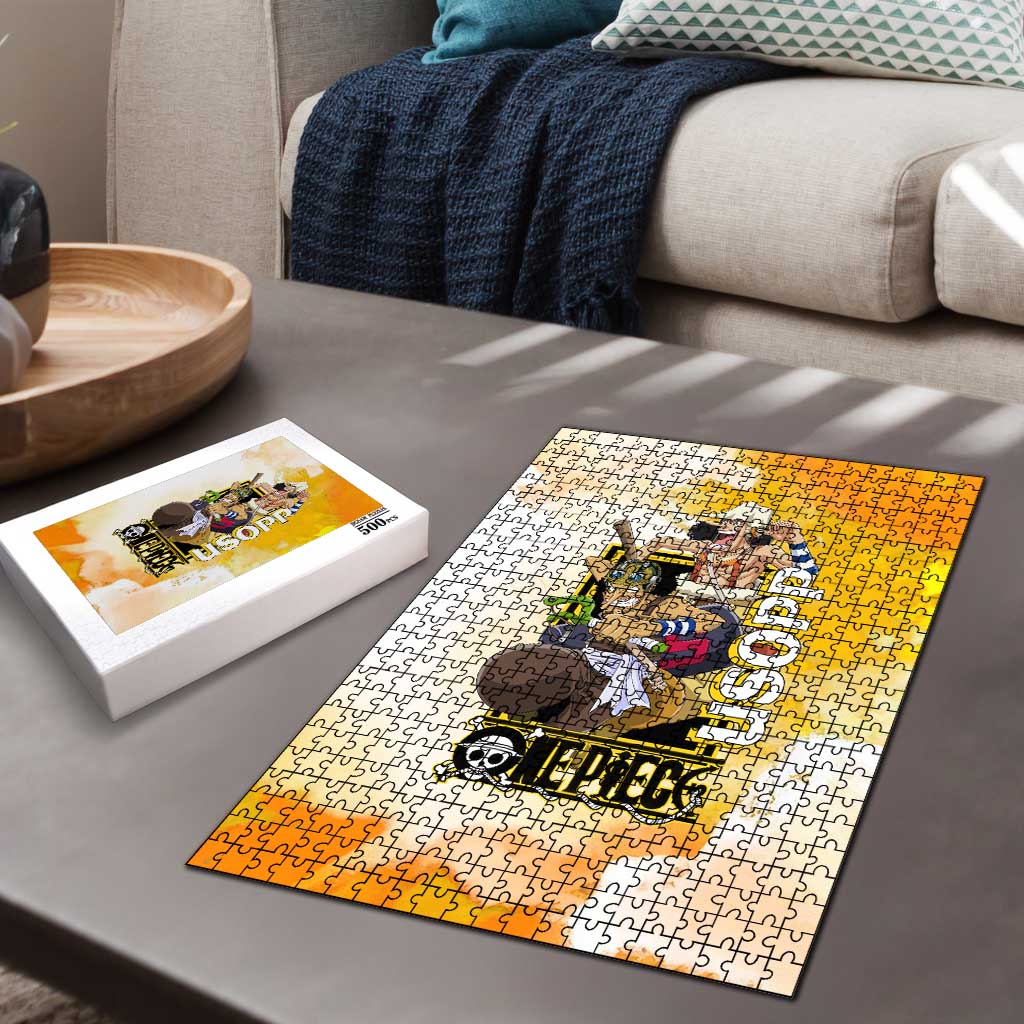 Usopp One Piece Yellow and White Theme Puzzle with Sniper Pose and Sogeking Mask Design - The Mazicc