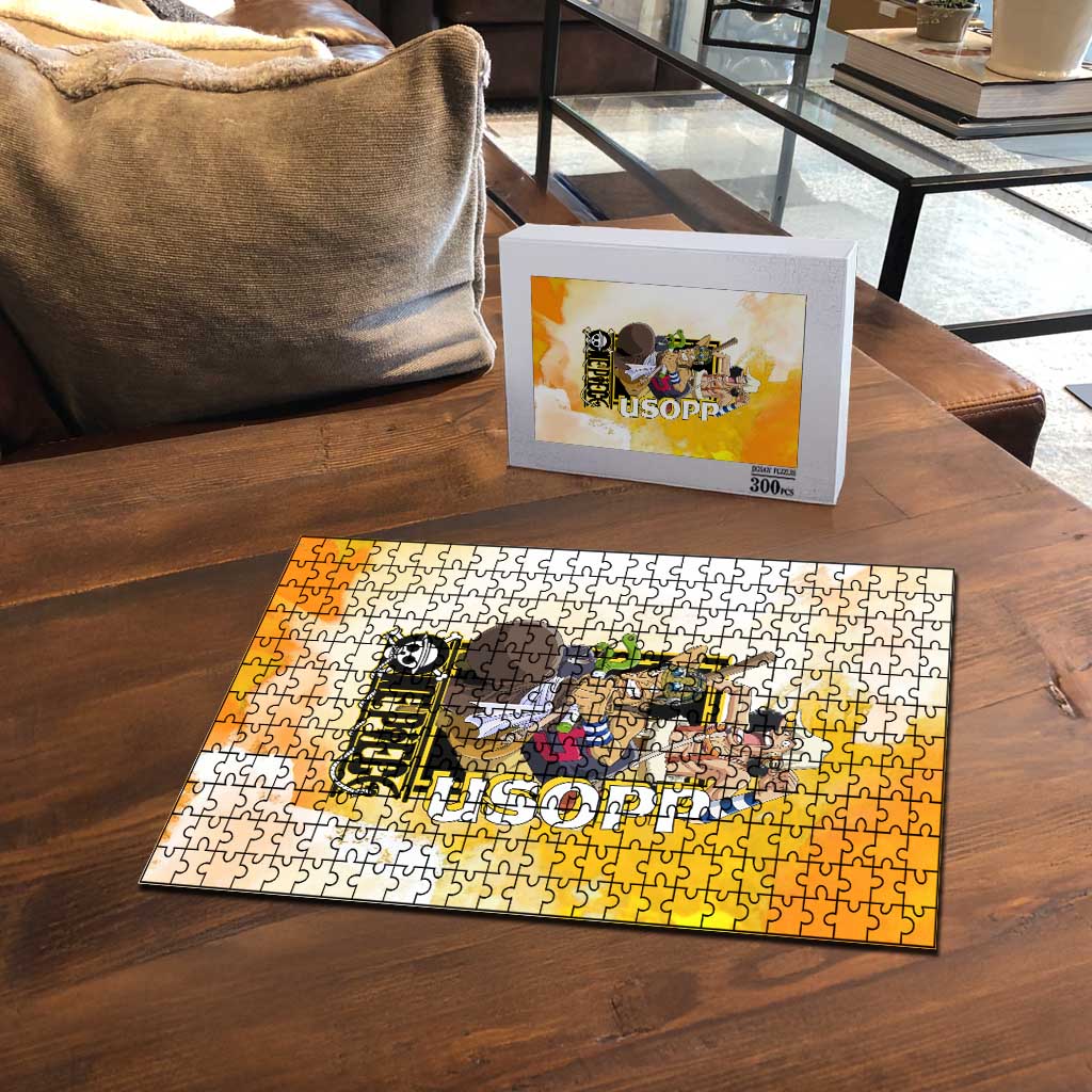 Usopp One Piece Yellow and White Theme Puzzle with Sniper Pose and Sogeking Mask Design - The Mazicc