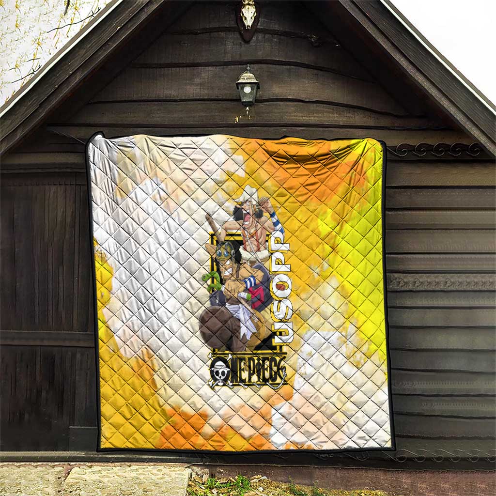 Usopp One Piece Yellow and White Theme Quilt with Sniper Pose and Sogeking Mask Design - The Mazicc