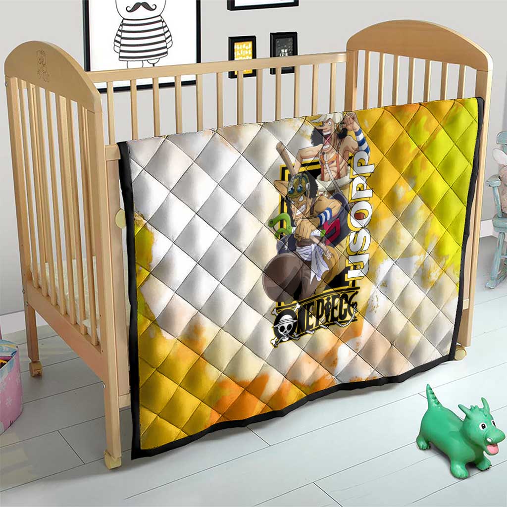 Usopp One Piece Yellow and White Theme Quilt with Sniper Pose and Sogeking Mask Design - The Mazicc