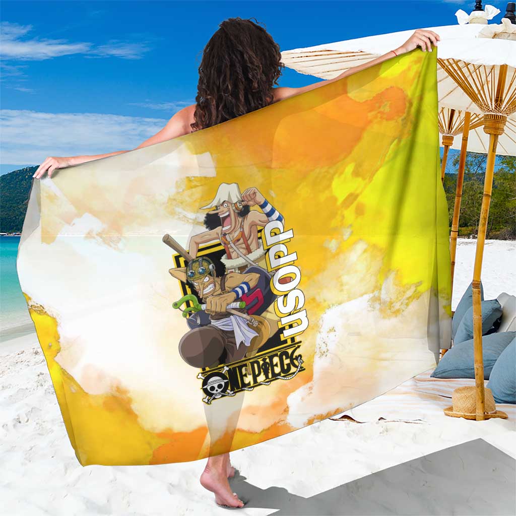 Usopp One Piece Yellow and White Theme Sarong with Sniper Pose and Sogeking Mask Design - The Mazicc