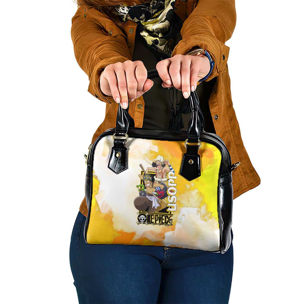 Usopp One Piece Yellow and White Theme Shoulder Handbag with Sniper Pose and Sogeking Mask Design - The Mazicc