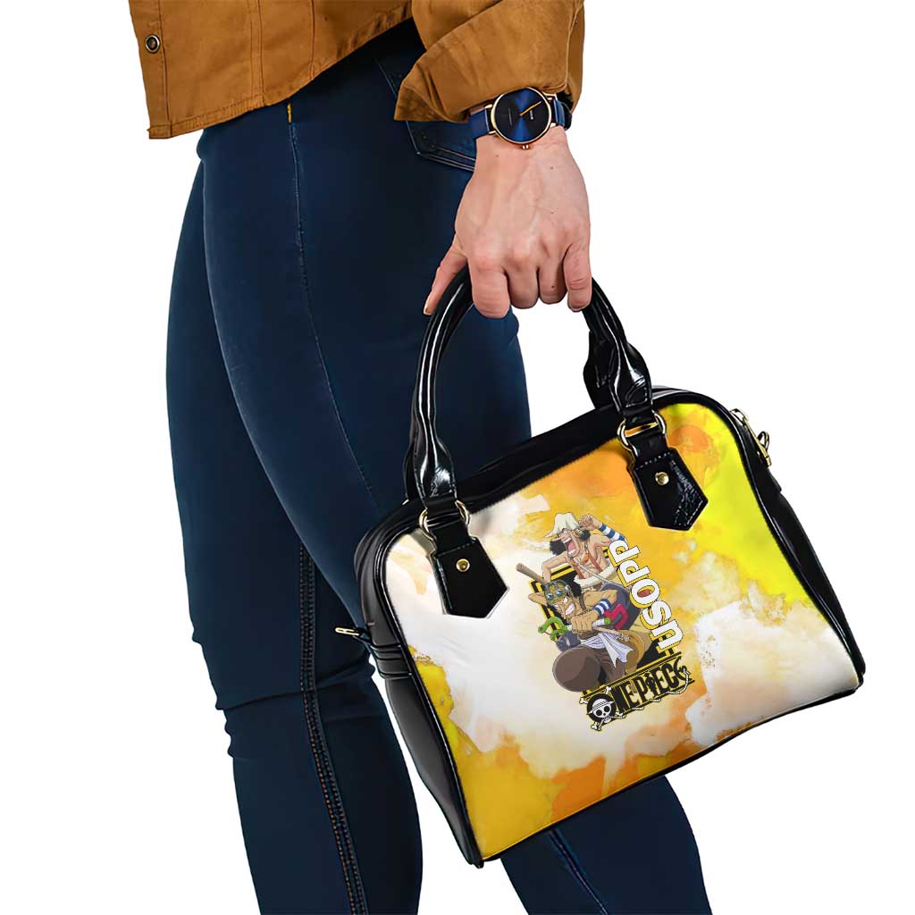 Usopp One Piece Yellow and White Theme Shoulder Handbag with Sniper Pose and Sogeking Mask Design - The Mazicc