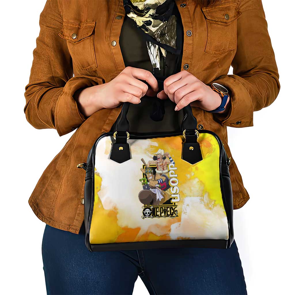 Usopp One Piece Yellow and White Theme Shoulder Handbag with Sniper Pose and Sogeking Mask Design - The Mazicc