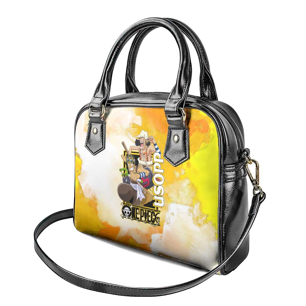 Usopp One Piece Yellow and White Theme Shoulder Handbag with Sniper Pose and Sogeking Mask Design - The Mazicc