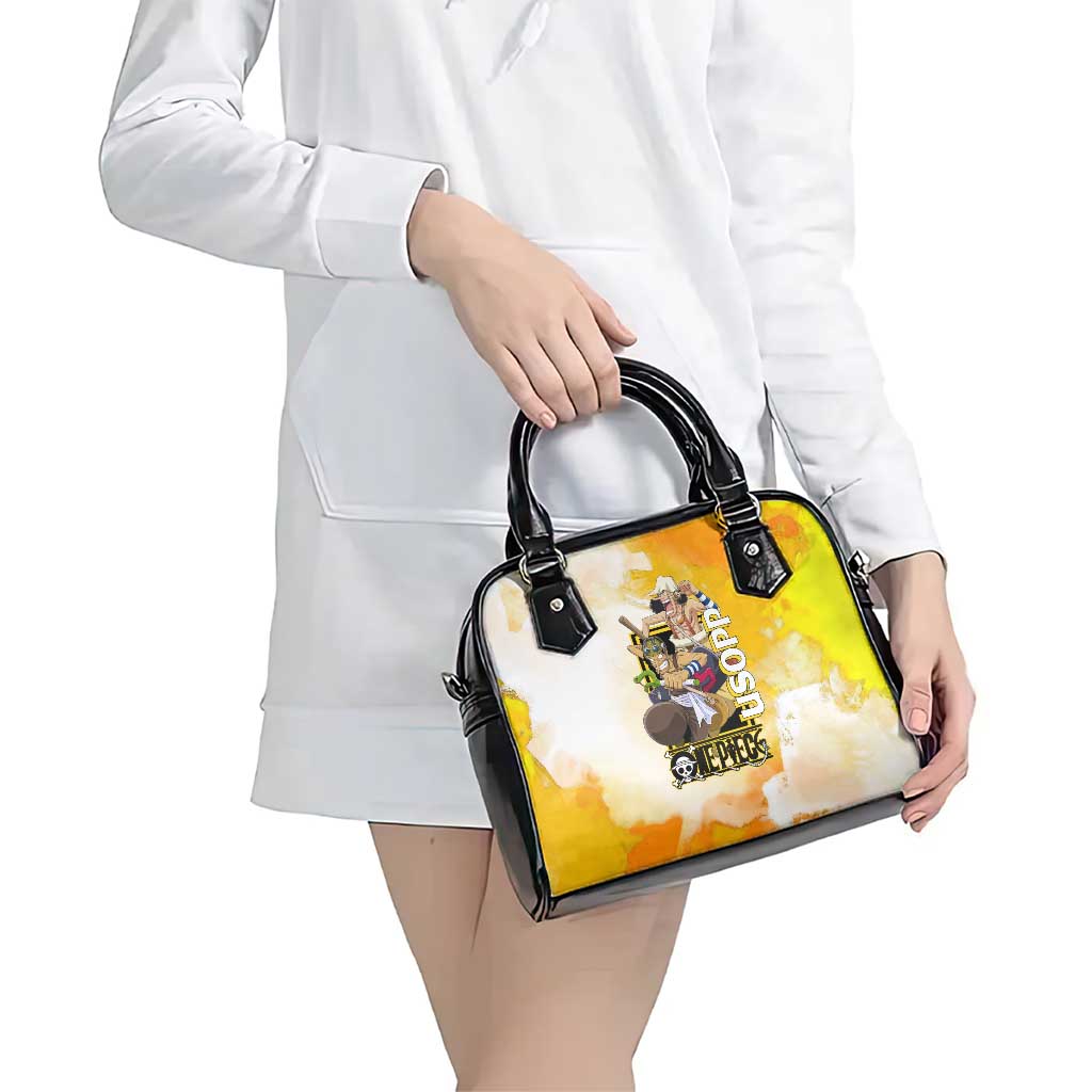 Usopp One Piece Yellow and White Theme Shoulder Handbag with Sniper Pose and Sogeking Mask Design - The Mazicc