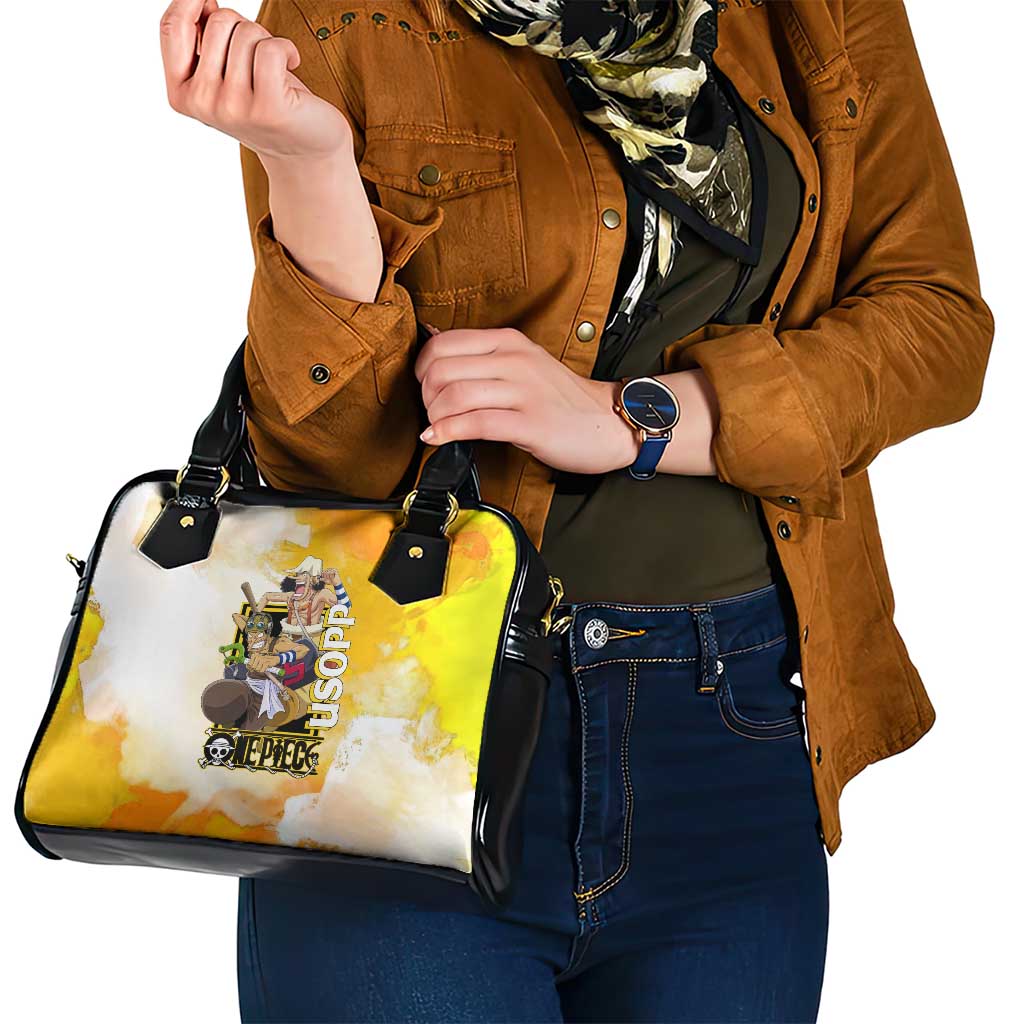 Usopp One Piece Yellow and White Theme Shoulder Handbag with Sniper Pose and Sogeking Mask Design - The Mazicc