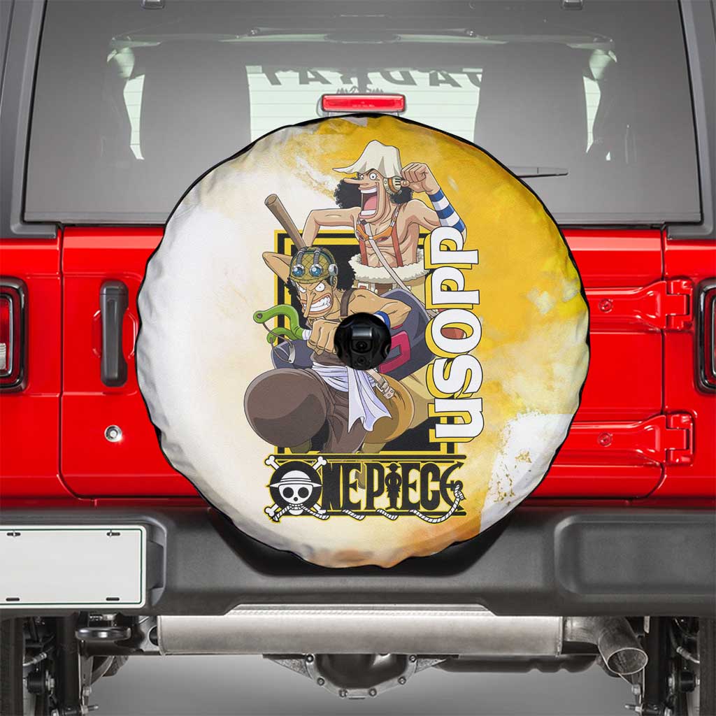 Usopp One Piece Yellow and White Theme Spare Tire Cover with Sniper Pose and Sogeking Mask Design - The Mazicc