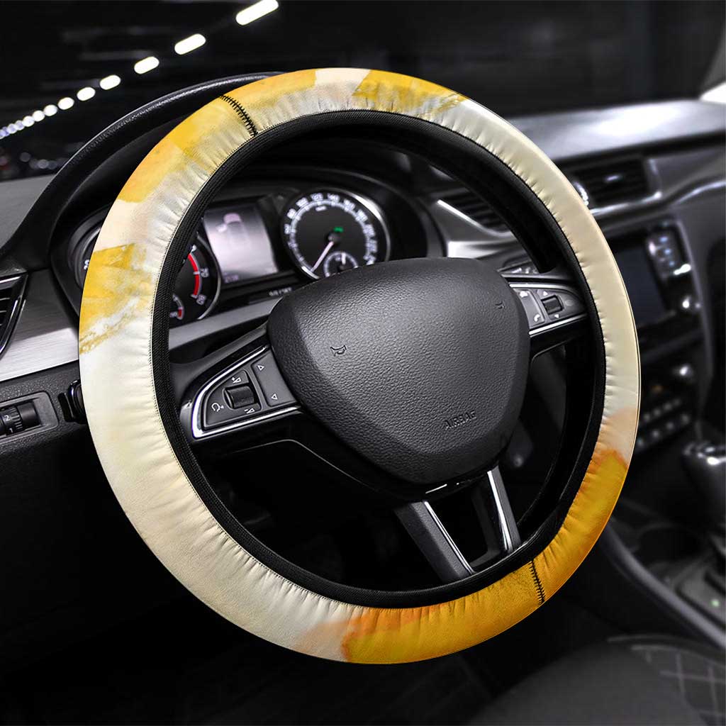 Usopp One Piece Yellow and White Theme Steering Wheel Cover with Sniper Pose and Sogeking Mask Design - The Mazicc
