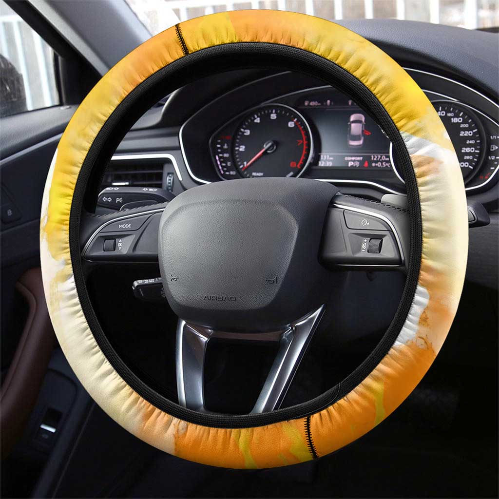 Usopp One Piece Yellow and White Theme Steering Wheel Cover with Sniper Pose and Sogeking Mask Design - The Mazicc