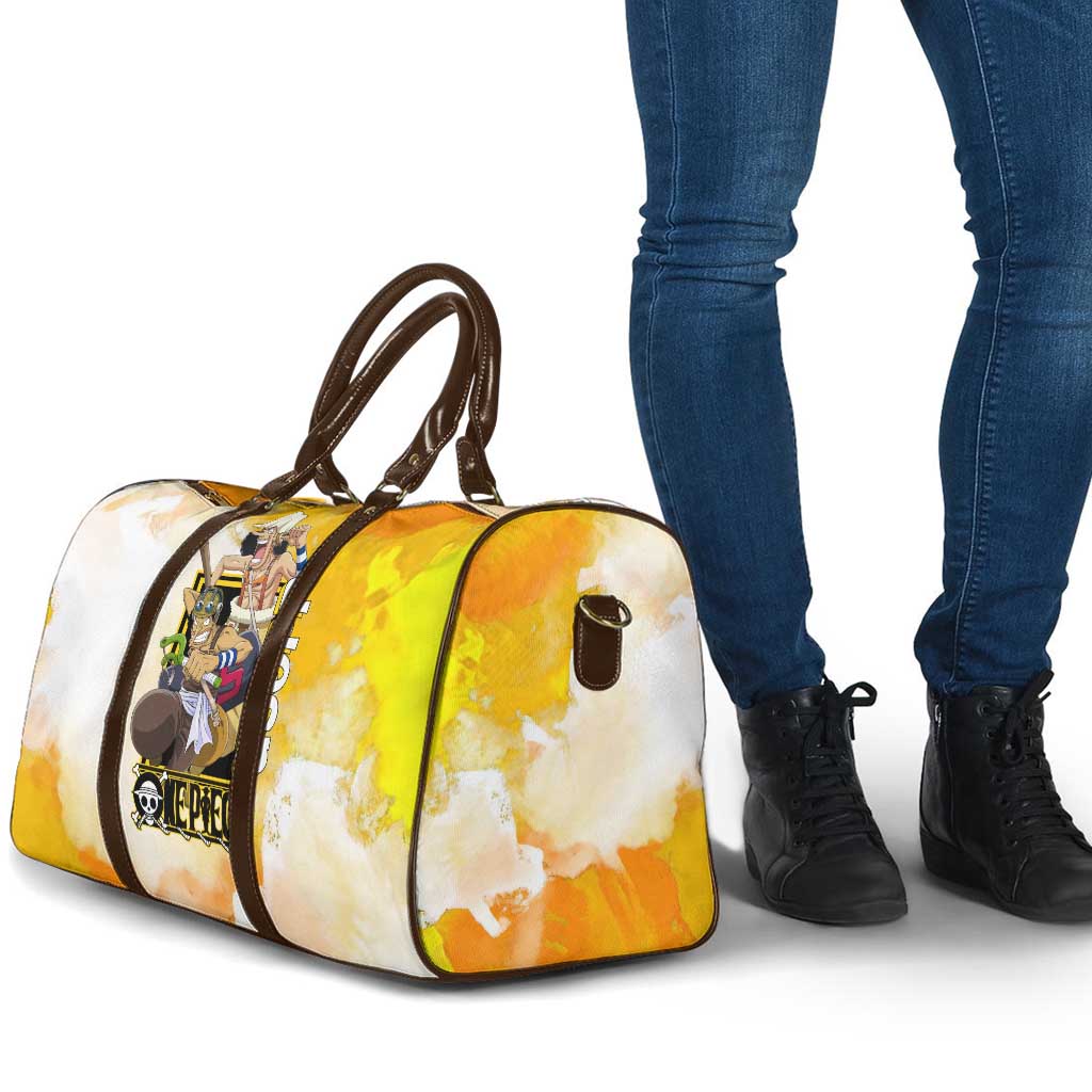 Usopp One Piece Yellow and White Theme Travel Bag with Sniper Pose and Sogeking Mask Design - The Mazicc
