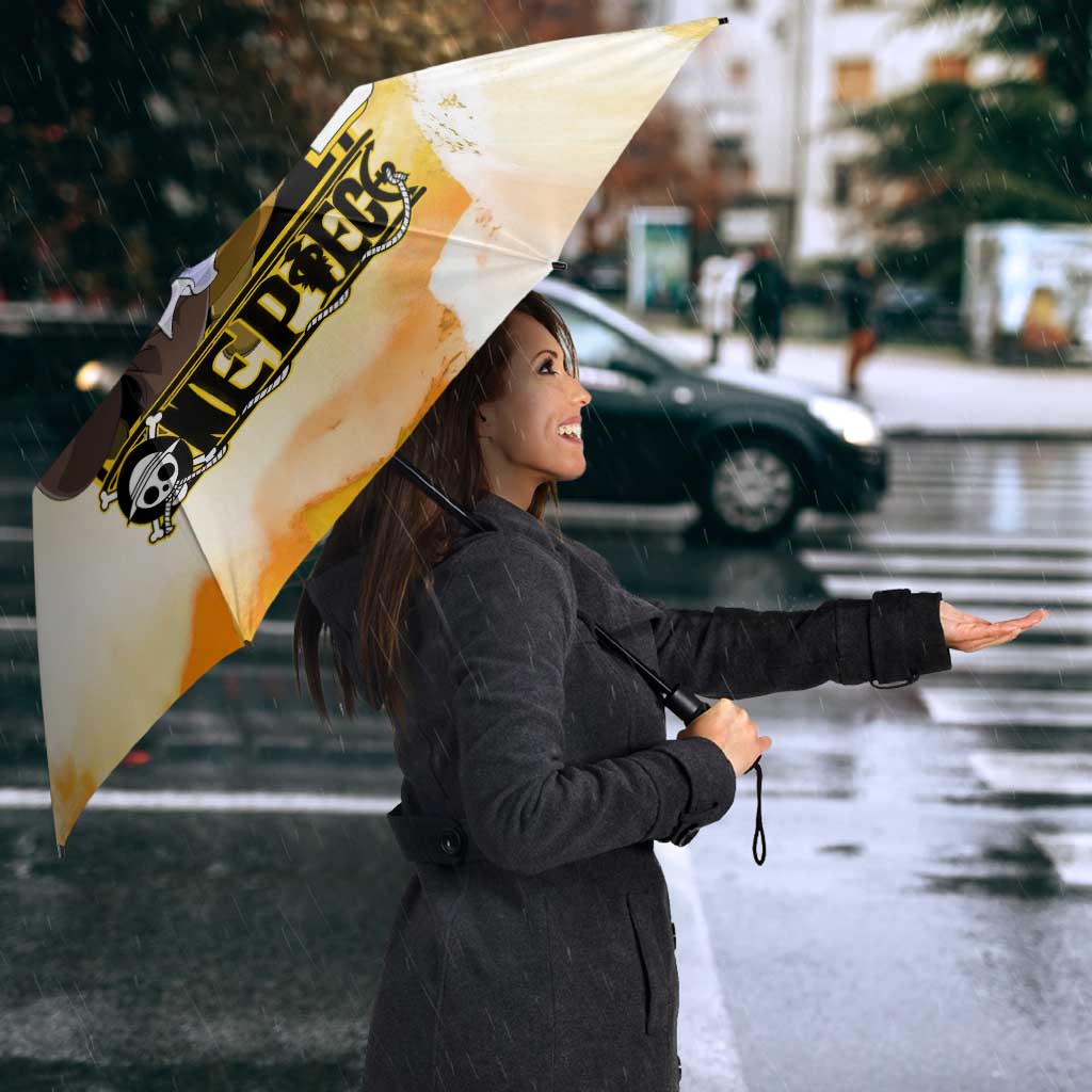 Usopp One Piece Yellow and White Theme Umbrella with Sniper Pose and Sogeking Mask Design - The Mazicc