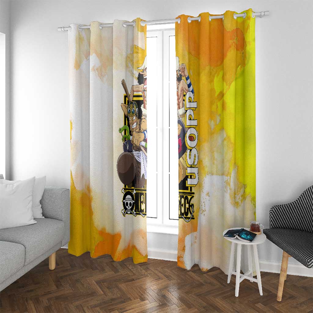 Usopp One Piece Yellow and White Theme Window Curtain with Sniper Pose and Sogeking Mask Design - The Mazicc