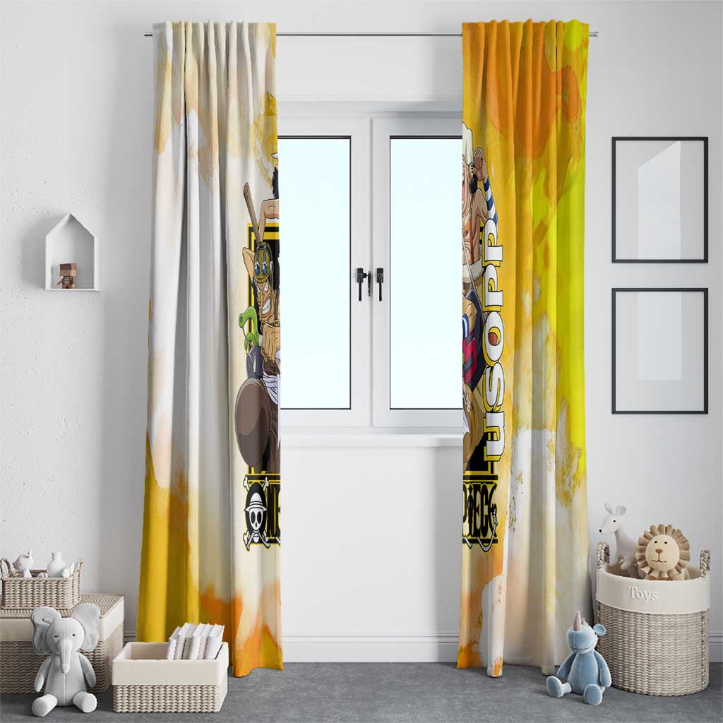 Usopp One Piece Yellow and White Theme Window Curtain with Sniper Pose and Sogeking Mask Design - The Mazicc
