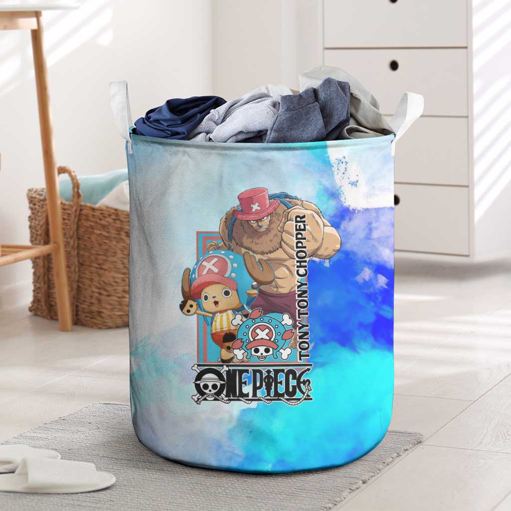 Tony Tony Chopper One Piece Blue Theme Laundry Basket with Cute Reindeer Design and Transformation Forms - The Mazicc