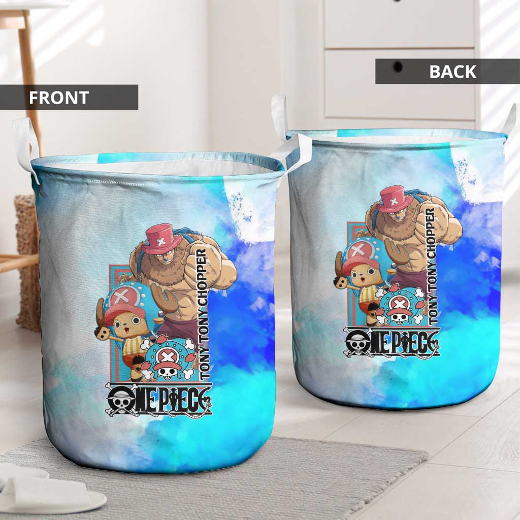 Tony Tony Chopper One Piece Blue Theme Laundry Basket with Cute Reindeer Design and Transformation Forms - The Mazicc