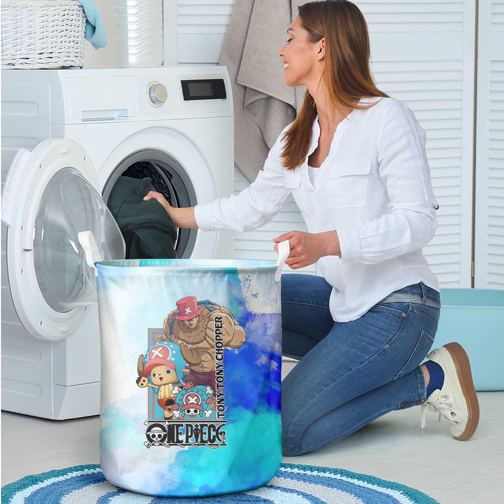 Tony Tony Chopper One Piece Blue Theme Laundry Basket with Cute Reindeer Design and Transformation Forms - The Mazicc