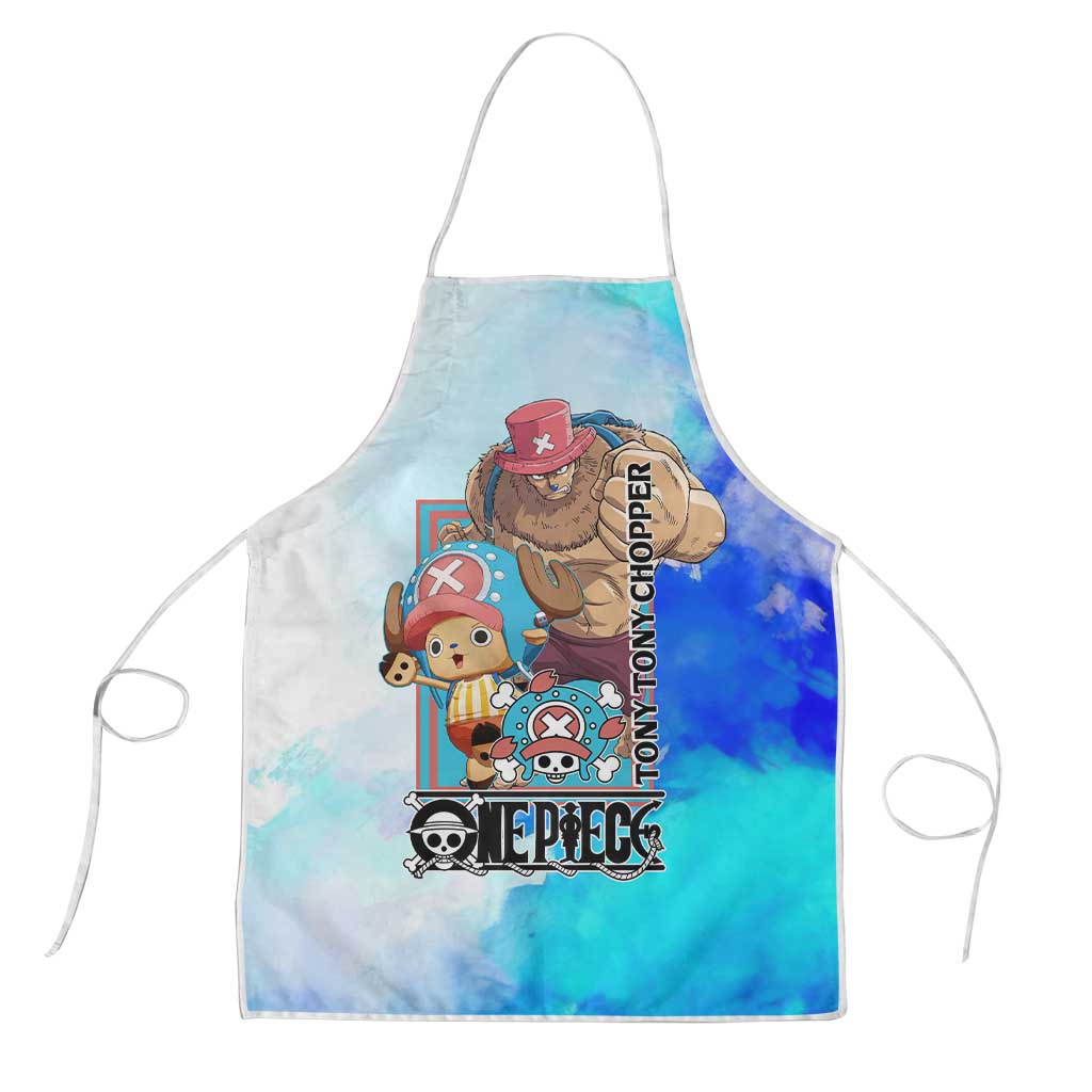 Tony Tony Chopper One Piece Blue Theme Apron with Cute Reindeer Design and Transformation Forms - The Mazicc