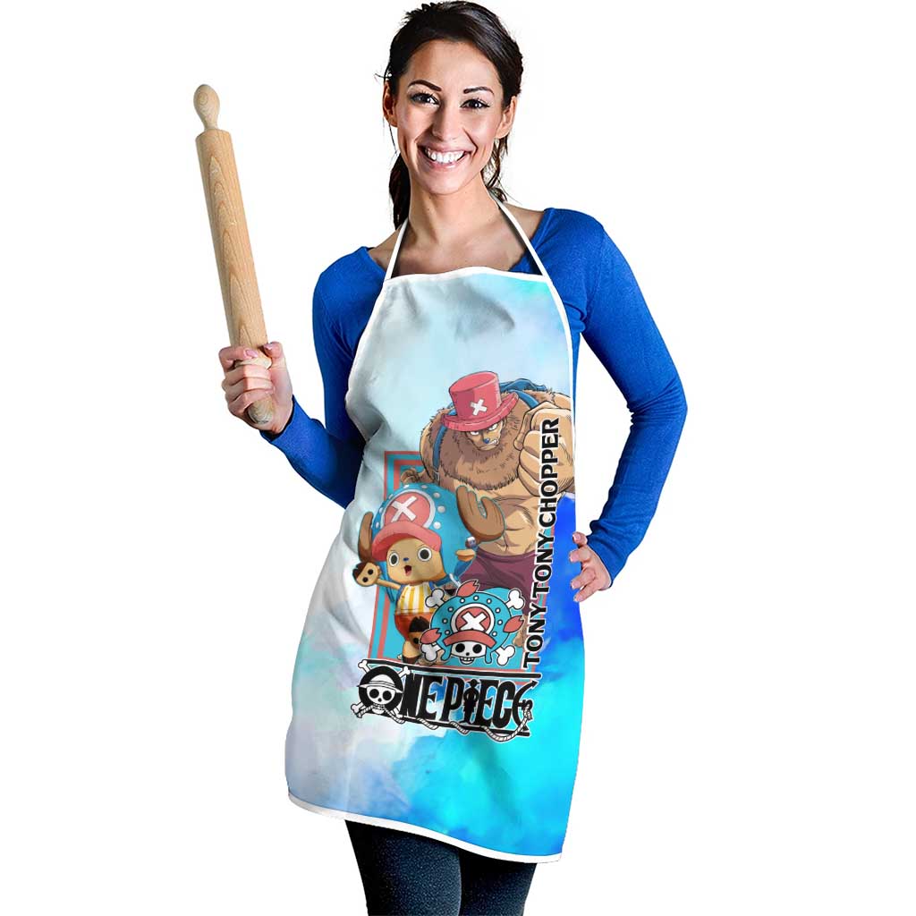Tony Tony Chopper One Piece Blue Theme Apron with Cute Reindeer Design and Transformation Forms - The Mazicc