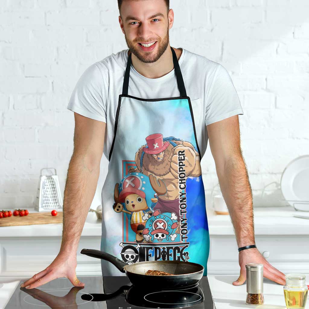 Tony Tony Chopper One Piece Blue Theme Apron with Cute Reindeer Design and Transformation Forms - The Mazicc