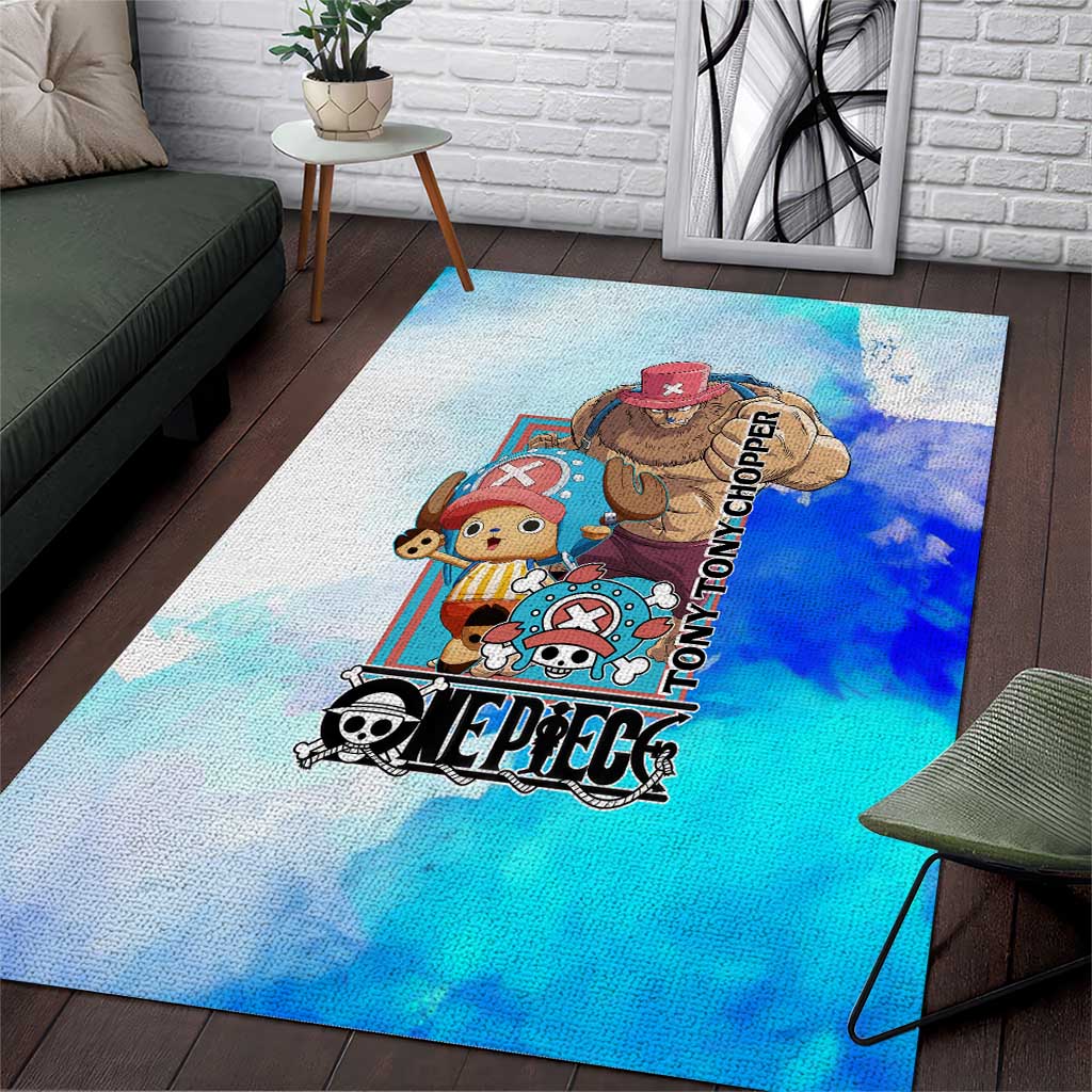 Tony Tony Chopper One Piece Blue Theme Area Rug with Cute Reindeer Design and Transformation Forms - The Mazicc