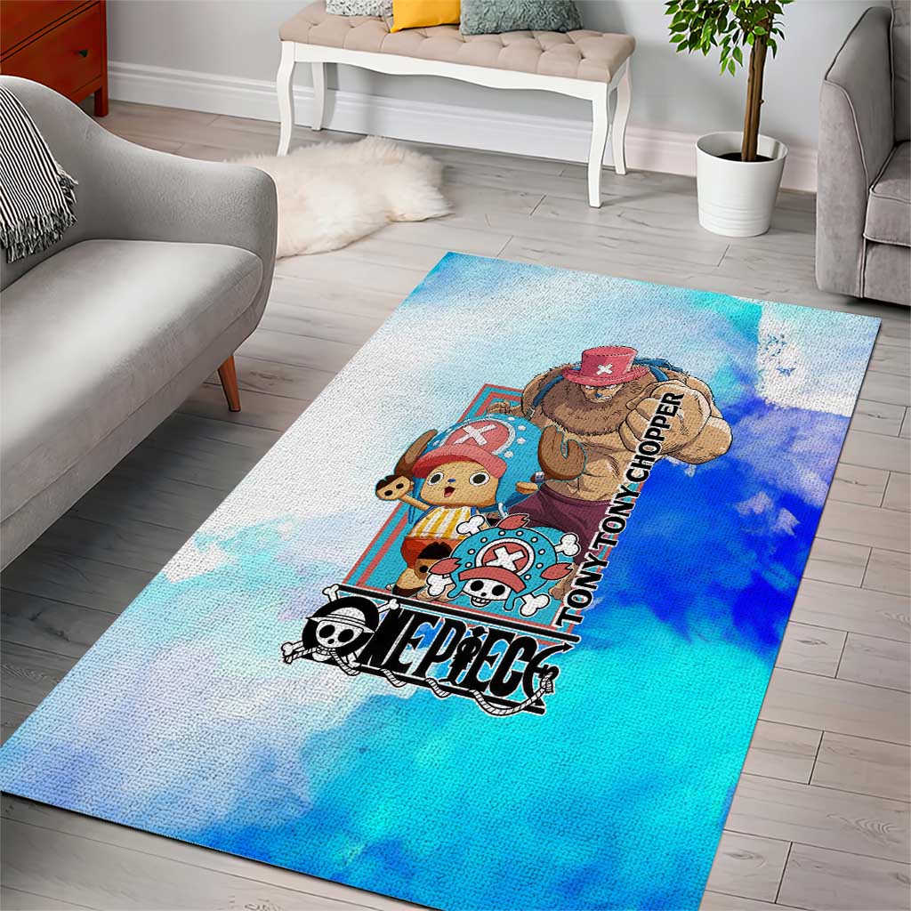 Tony Tony Chopper One Piece Blue Theme Area Rug with Cute Reindeer Design and Transformation Forms - The Mazicc