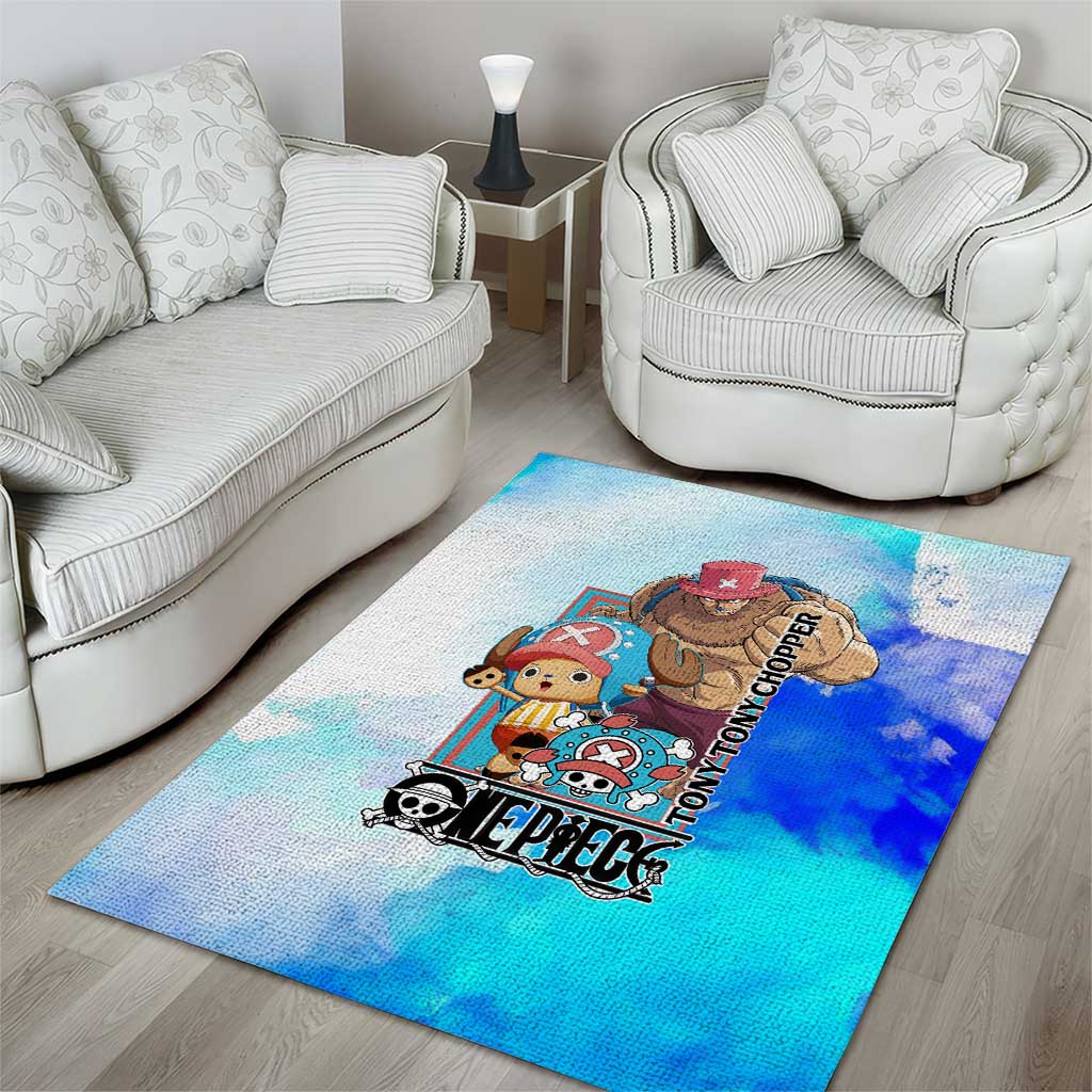 Tony Tony Chopper One Piece Blue Theme Area Rug with Cute Reindeer Design and Transformation Forms - The Mazicc
